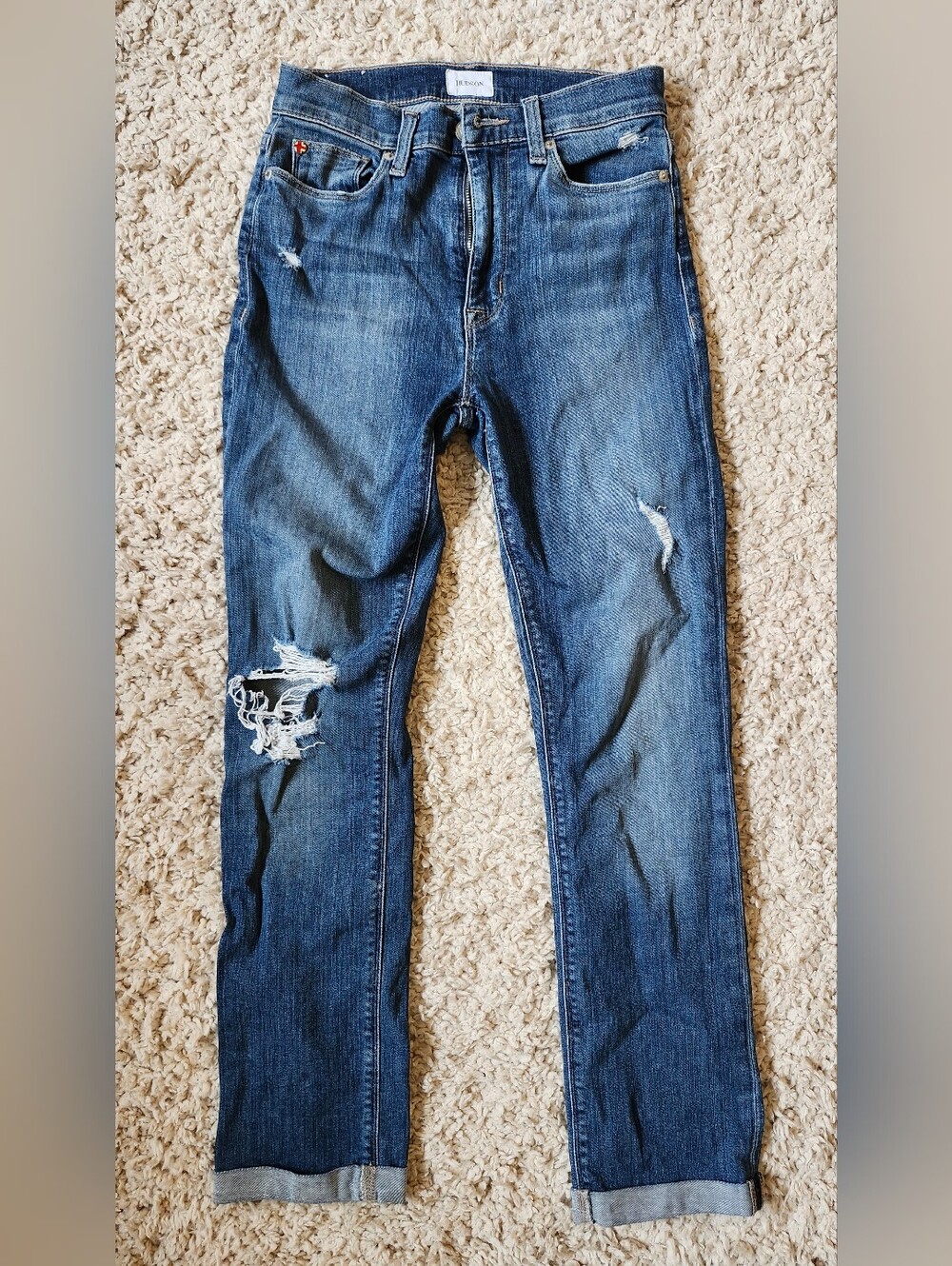 Hudson Jeans Women's Distressed Skinny Jeans - Blue